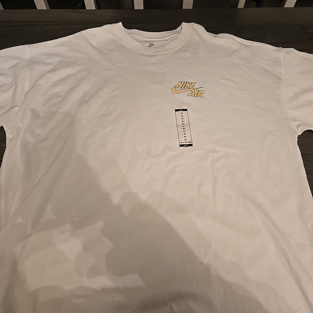 Nike White Short-Sleeve Tee with Yellow Nike Air Logo